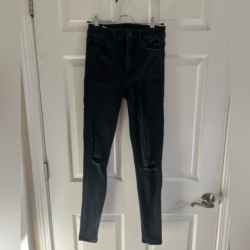American Eagle Outfitters Black Skinny Distressed Jeans